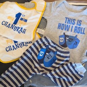 🍼🕎 Hanukkah Outfit Bundle "This Is How I Roll" Two Piece Set And Bibs!